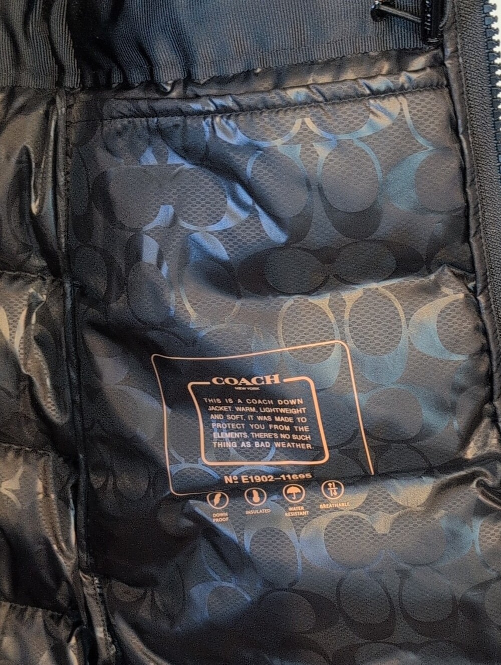 Coach Long Slim Puffer Black Coat NWT Size S - Picture 8 of 12